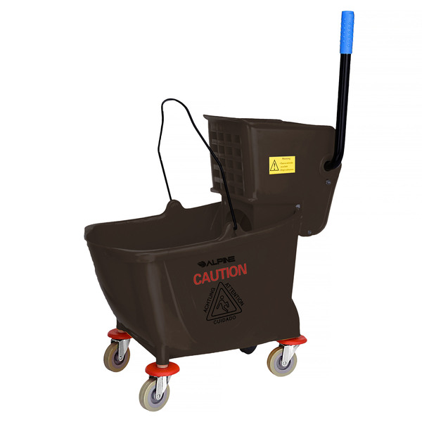 Alpine Industries 36 Qt. Mop Bucket with Side Press Wringer, Brown 462-BRN